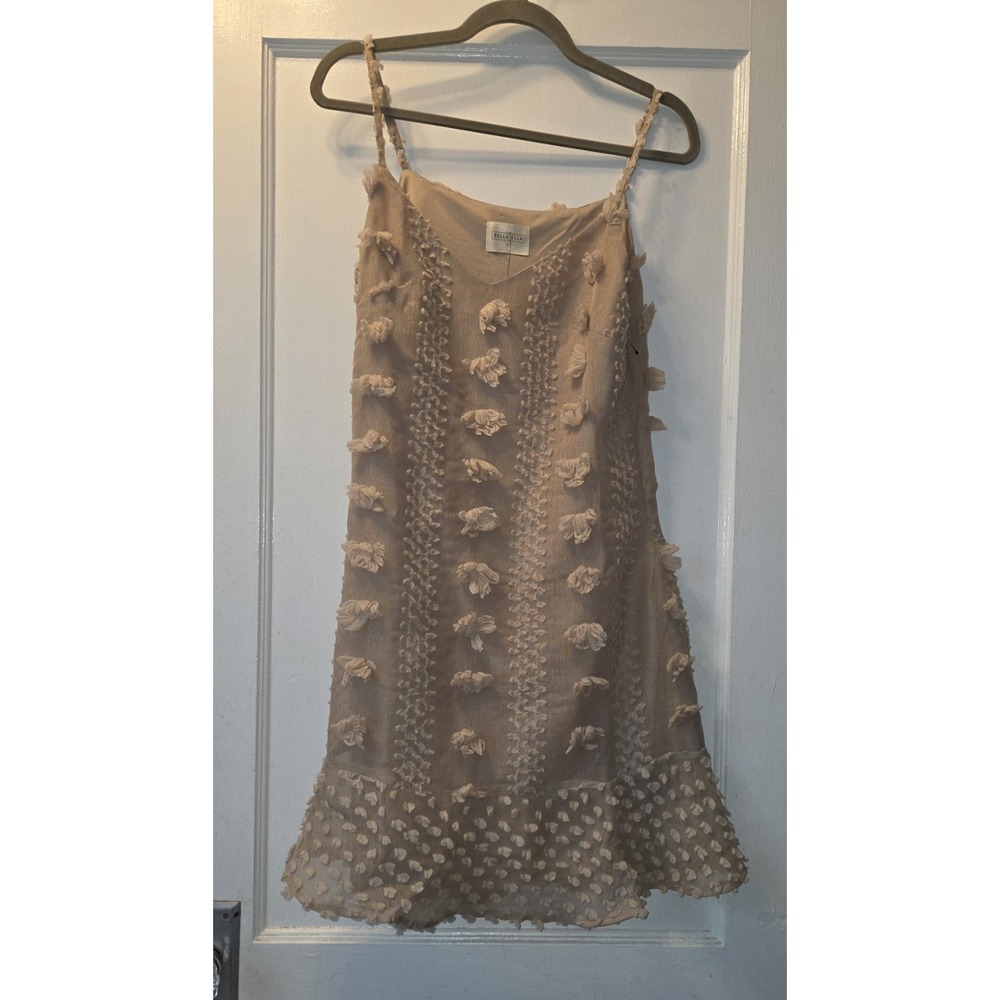 Bella Ella Boutique Summer Fling Textured  Taupe Mini Dress. S